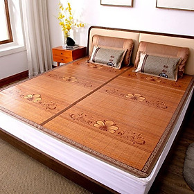 Mua Chiếu trúc tăm vân gỗ in hoa mát lạnh mùa hè màu gỗ - Họa Tiết Ngẫu Nhiên