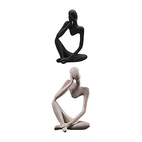 2x Resin Abstract Thinker Sculpture Figurine Office Statue Bookcase Ornament