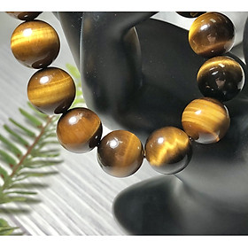 Vòng tay Thạch Anh Mắt Hổ vàng nâu 12mm cao cấp chuẩn 5A