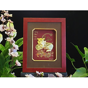Tranh heo dát vàng (26x33cm) mẫu 03 MT Gold Art- Hàng chính hãng, trang trí nhà cửa, phòng làm việc, quà tặng sếp, đối tác, khách hàng, tân gia, khai trương 