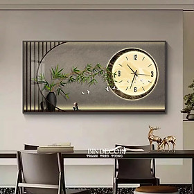 (ẢNH THẬT) Tranh đồng hồ tráng gương cành trúc tranh phòng khách quà tặng tân gia