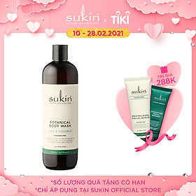 Sữa tắm thảo dược hương chanh và dừa Sukin Botanical Body Wash Coconut & Lime 500ml