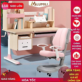 Mua Bàn học chống gù size lớn cao cấp kèm kệ sách thông minh 303 nâng hạ độ cao tay quay  cốt gỗ tự nhiên cho học sinh