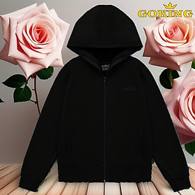 Áo khoác cặp đôi GOKING vải da cá, 6 túi to rộng, dây kéo an toàn, mũ to trùm đầu. Form unisex cho nữ nam trẻ em. Chống nắng gió lạnh, chống tia UV