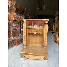 Mua Bàn thờ thần tài ông địa cột vuông Phúc Lộc Thọ hộp đèn bàn thờ gỗ ngang 48 x 81 cm