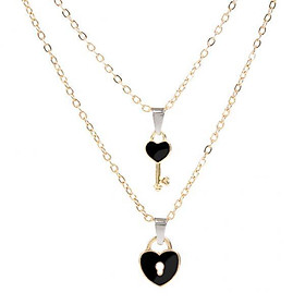 2-4pack Couple Pendant Necklaces Romantic Heart Shaped for Lovers Anniversary