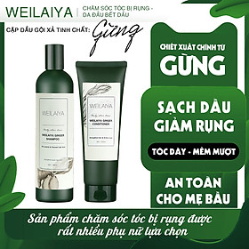 Dầu Gội Cặp Weilaiya Thảo Dược Mọc Tóc Hỗ Trợ Trị Gàu Dưỡng Tóc, Đen Tóc Cho Tóc Nhuộm Tinh Chất Gừng Cao Cấp Chiết Xuất 100% Từ Thiên Nhiên Không Chứa Sunfat Tạo Bọt (Gội: 400ml- Xả: 250ml)- Sản Phẩm Chính Hãng