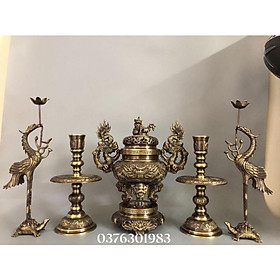 Mua Bộ đỉnh Lư thờ bằng đồng hun màu giả cổ cao cấp à 34 tam sự ngũ sự bằng đồng