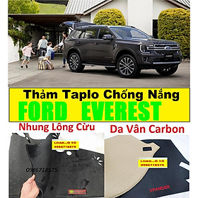 Thảm Taplo Chống Nắng Xe Ford Everest 2022-2018 Nhung Và Da carbon