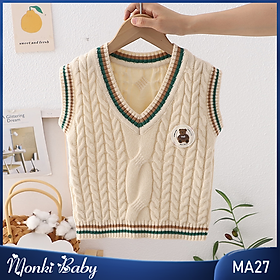 Áo len gile vặn thừng cho bé trai bé gái, đồ len chuẩn đẹp trẻ em, chất len dày dặn dai chắc, mềm mịn, giữ ấm tốt, phong cách thời trang | MA27