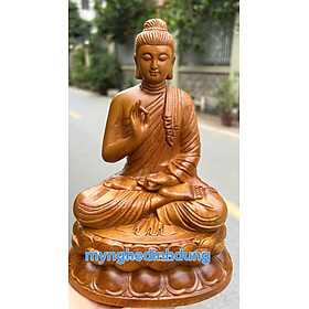 Tượng phật thích ca mẫu ni bằng gỗ bách xanh thơm núc cao 15x10x8cm