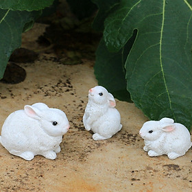3x  Figurines Collectible Sculptures Animal Figures Miniature Rabbit Statue for Desk Home Cabinet Yard Spring Easter Decor