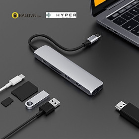 Cổng Chuyển Type-C Hyperdrive HDMI 4K Bar 6 In 1 USB-C Hub for Macbook, Ipad PC & Devices (HD22E) - Hàng Chính Hãng