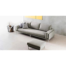 Sofa da phòng khách 2.4m, màu ghi xám