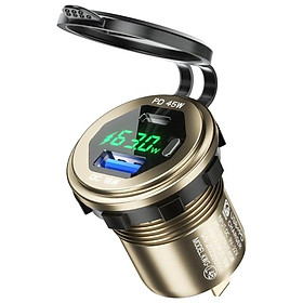 12V-24V 18W QC3.0 USB + 45W USB C TYPE C USB C PD FAST CAR MOBITY Điện thoại di động với Voltmeter LED cho máy tính bảng điện thoại di động