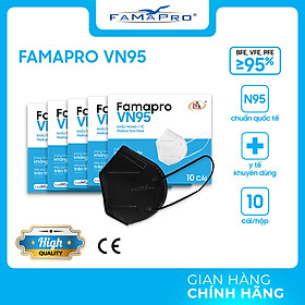 [HỘP - FAMAPRO VN95] - Khẩu trang y tế kháng khuẩn 4 lớp Famapro VN95 đạt chuẩn N95 (10 cái/ hộp) - COMBO 5 HỘP