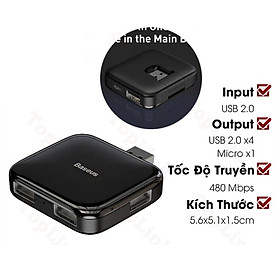 Mua Bộ Chia Cổng TypeC sang USB Baseus HUB 4x USB 2.0 - CAHUB-DW01 - Hàng chính hãng