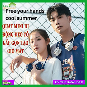 Mua QUẠT MINI DI ĐỘNG ĐEO CỔ GẤP GỌN TẠO GIÓ MÁT eo cổ để thưởng thức mát tự nhiên sau khi mạnh tập thể dục