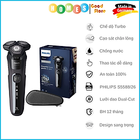 Máy Cạo Râu PHILIPS S5588/26 Series 5000, Nhập Khẩu Đức Lưỡi Dao Máy Tự Mài Sắc Tự Động, Tích Hợp Cảm Biến Thông Minh Cạo Theo Thói Quen Gồm 45 Lưỡi Dao Có Thể Cạo Khô Ướt - Hàng Nhập Khẩu