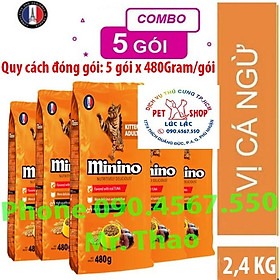 Combo 5 gói Thức ăn Mèo - Minino Yum, Minino Tuna , Minino Plus Adult