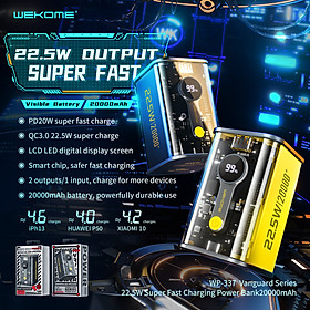 Mua Sạc dự phòng 2 cổng Wekome 20000mA trong suốt hỗ trợ sạc siêu nhanh QC 3.0 công suất 22.5W tích hợp màn hình hiển thị dung lượng