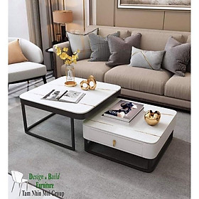 Mua Bàn Trà  Bàn Sofa FREESHIP Hộc Vuông Mặt Đá chống trầy  chống thấm  ố  Chân  bàn Sắt Sơn Tĩnh Điện