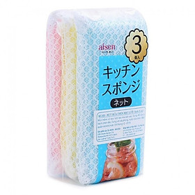 Bịch 3 Mút rửa chén bọc lưới của Nhật Bản KCJ22