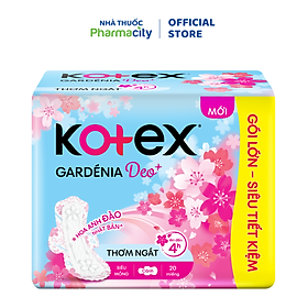 Băng vệ sinh ban ngày siêu mỏng có cánh Kotex Gardenia Deo+ 23cm (20 miếng)