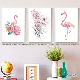 Mua Bộ 3 tranh canvas hoa và hồng hạc