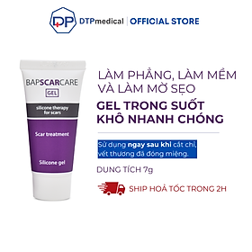 Gel Silicone Bapscarcare trị sẹo lồi, sẹo phì đại, sẹo mổ sau khi phẫu thuật, Gel Bapscarcare làm phẳng, làm mềm và mờ sẹo lâu năm hiệu quả (Tuýp 7g)