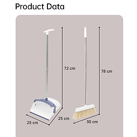 Bộ chổi quét nhà kèm xẻng hót rác gấp gọn Deli đa năng thông minh, màu trắng chất liệu nhựa cao cấp và thép không gỉ - VS1005-Gấp Gọn