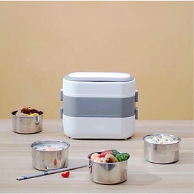Mua Hộp Cơm Cắm Điện Tặng Kèm Bộ Đũa Thìa Cắm Điện 3 Tầng  4 Bát Inox  Giữ Nhiệt  Hâm Nóng Và Nấu Chín Thức Ăn