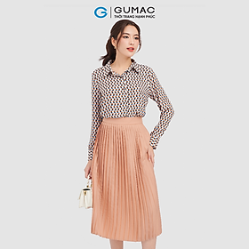 Chân váy form A GUMAC VC08115 chân váy lụa dập ly dây kéo sau thanh lịch