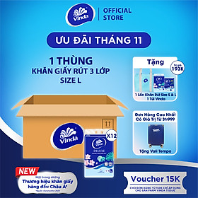 Khăn giấy rút cao cấp Vinda Deluxe 3 lớp 110 tờ size L (4 Gói)