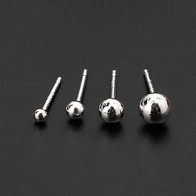 Set 20 cặp khuyên tai mạ bạc thiết kế đầu bi tròn