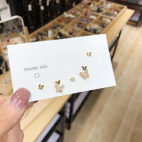 Set Khuyên Tai Bông Tai Nữ Thiết Kế Con Bướm Xinh Ring House