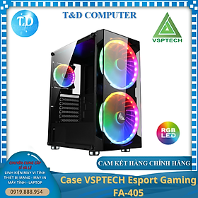 Mua Vỏ máy tính Case VSP FA 405 (ATX  M-ATX  ITX) Kính cường lực (Tặng 3 FAN RGB) - Hàng chính hãng TECH VISION phân phối