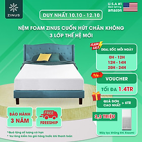 Nệm Foam Zinus cuộn hút chân không 3 Lớp thế Hệ Mới - Memory Foam Mattress Độ Dày 20cm