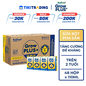 Thùng sữa bột pha sẵn Nutifood GrowPLUS+ Sữa Non Tăng Đề Kháng 2+ (48 hộp x 110ml)