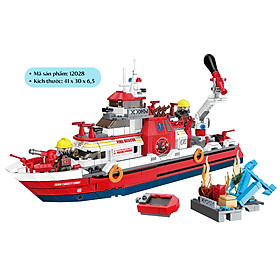 Đồ chơi - Bộ đồ chơi xếp hình mô hình Thuyền cứu hộ & cứu hỏa ven biển 12028 - QMAN