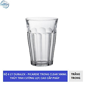 {Hàng chính hãng} Bộ 6 ly D1030A Duralex - Picardie trong Clear 500ml Thủy tinh cường lực cao cấp Pháp