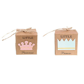 100pcs Kraft Little Prince Crown Candy Box Girl Boy Baby Shower Favors