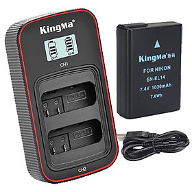 Pin sạc Ver 3 Kingma cho Nikon EN-EL14 Sạc Type C siêu nhanh, Hàng chính