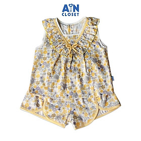 Bộ quần áo bé gái họa tiết Hoa vàng xám cotton - AICDBGUZJUHT - AIN Closet