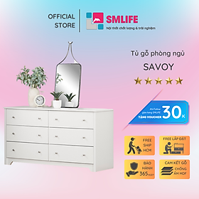 Tủ phòng ngủ gỗ hiện đại SMLIFE Savoy  | Gỗ MDF dày 17mm chống ẩm | D150xR48xC80cm