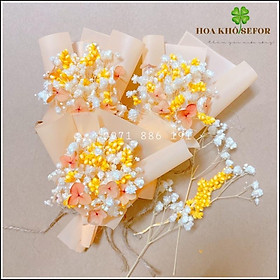 Mua Bó hoa khô mini màu cam tươi - hoa baby khô  Cẩm tú cầu-Bó hoa mini làm quà tặng decor xinh xắn