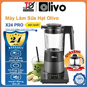 Máy Làm Sữa Hạt Olivo X24 Pro, Mâm Nhiệt Gốm Công Suất 2100w, Sấy Khử Khuẩn - Tạm Dừng Khi Nấu, Hàng Chính Hãng