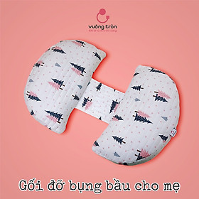 Gối bầu cánh tiên Vuông Tròn cotton hàn quốc chần bông nâng đỡ bụng bầu hỗ