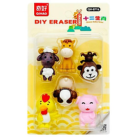 Vỉ Gôm Tẩy Chinese Zodiac Series DIY - Qihao QH8716 - Mẫu 2