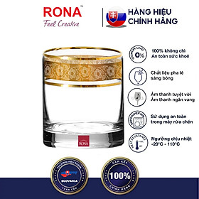 Bộ 6 ly Uống Nước Pha Lê Mạ Vàng 24K 300ml Hoa Văn Cổ Điển